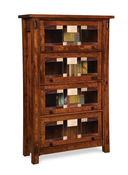 Amish Utopia Mission 40 Barrister Bookcase with Leaded Glass Doors