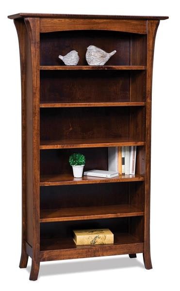 Amish Genesis 42 Bookcase with 5 Shelves and Short Curved Legs