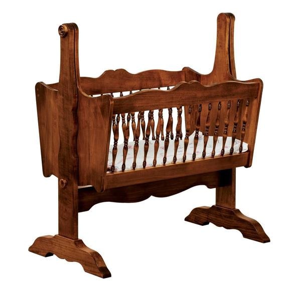 Amish Handcrafted Colonial Style Solid Wood Baby Cradle