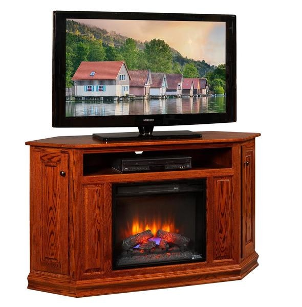 Amish Corner TV Console with Fireplace Insert