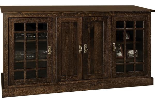 The Mission Style 68 Roanoke TV Stand Handcrafted From QSWO Wood with Dark Knight Finish