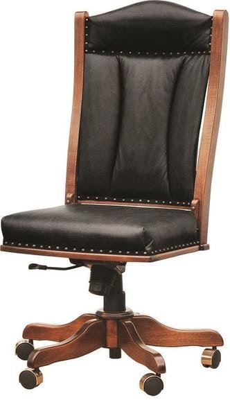 Amish Handcrafted Upholstered American Office Chair with Casters