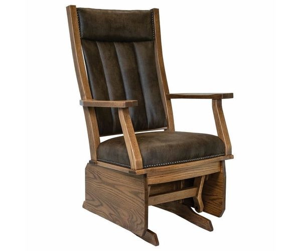 Amish Caratunk Glider Chair shown in Oak with Medium Stain and Texas Leather