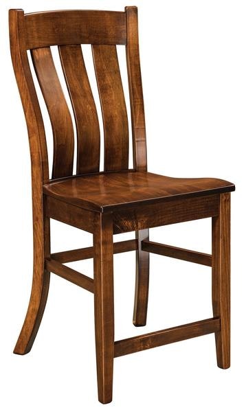 Amish Solid Wood Laurel Curved Slat Back Counter and Bar Stool