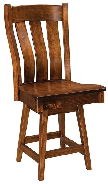 Amish Solid Wood Laurel Curved Slat Back Counter and Bar Stool with Swivel
