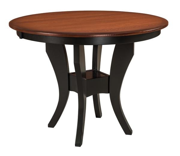 Amish Solid Wood Dorset Round Counter Height Single Pedestal Table with Curved Legs