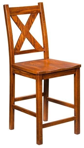 Amish Solid Hardwood X-Back Counter and Bar Stool