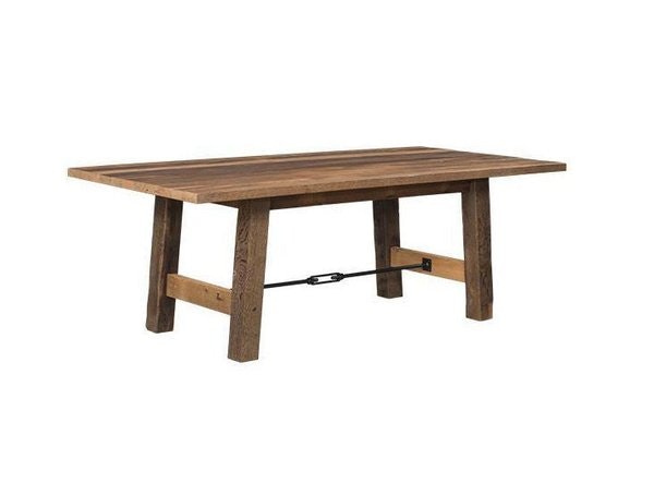 Amish Cleveland Reclaimed Barnwood Solid Top Dining Table