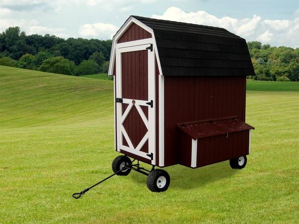Amish Gambrel Barn Movable Chicken Coop with Wheels