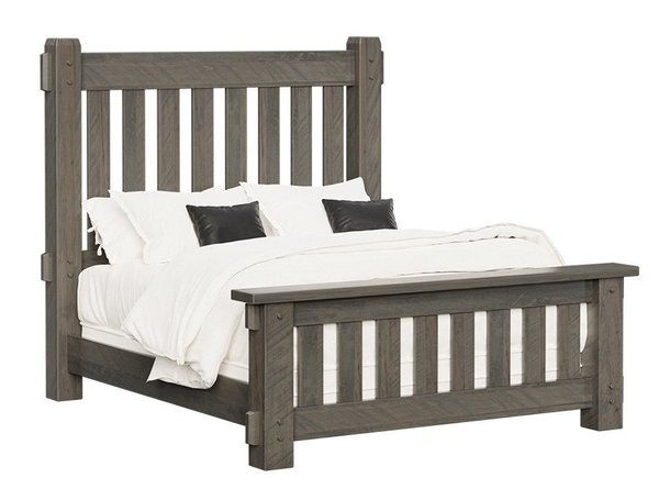Amish Rustic Rough Sawn Maple Wood Dutton Bed with 76" High Headboard