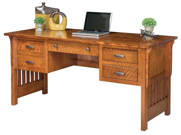 Amish Churchill Mission Slat Desk with File Drawer
