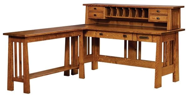 Amish Meridian L-Shaped Desk with Return Table