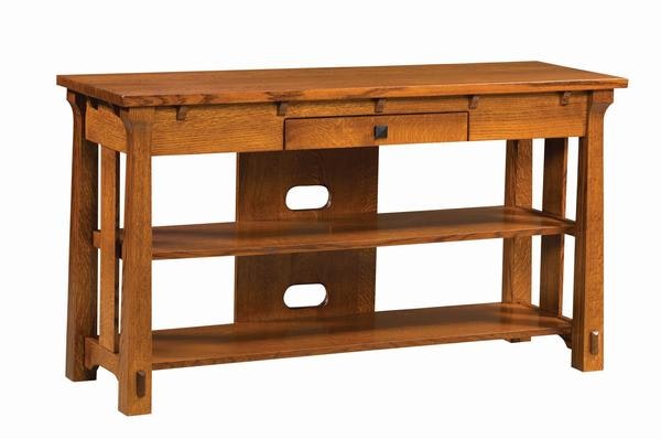 Amish Selba Open TV Stand Handcrafted From QSWO Wood with Michaels Cherry Finish