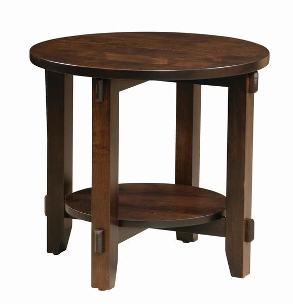 The Contemporary Style Juliette Round End Table Handcrafted From Brown Maple Wood with Briar Finish