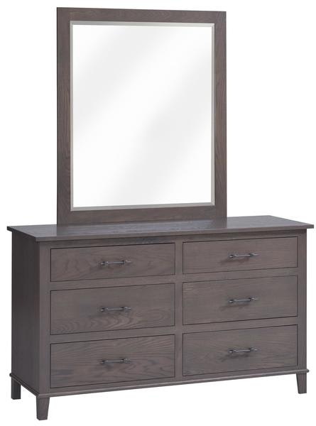 Amish Shakespeare 56 Dresser with Optional Mirror shown in Oak with Smoke Finish