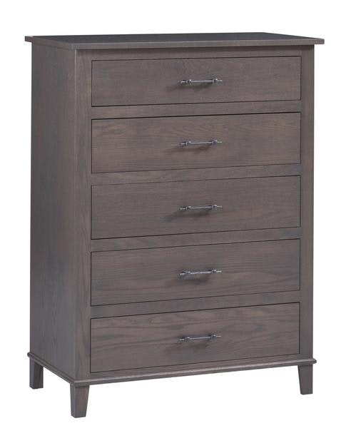 Amish 36 Wide Shakespeare 5-Drawer Chest of Drawers shown in Oak with Smoke Stain.