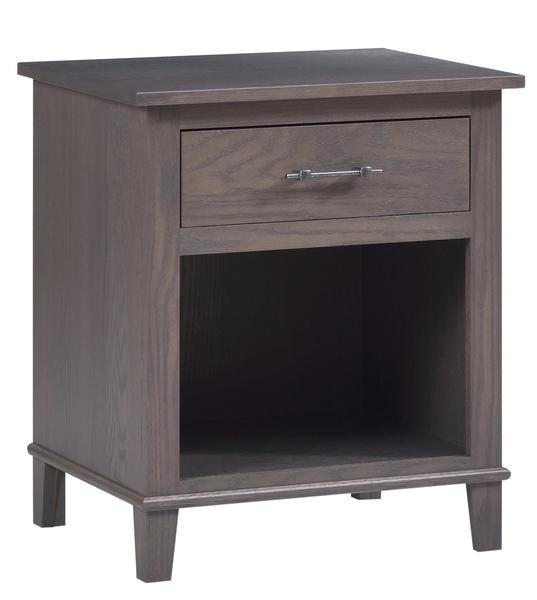 Amish 24 Wide Shakespeare One Drawer Night Stand with Opening shown in Oak with Smoke Stain