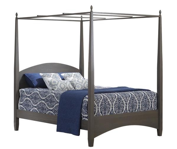 Amish Shakespeare Pencil Post Bed with Canopy Option shown in Oak with Smoke Stain