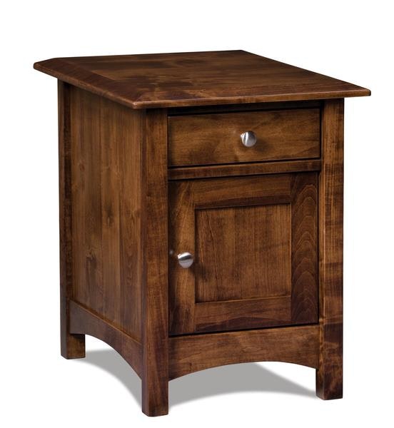 Amish 18 1/2 Wide Bloom End Table Cabinet shown in Brown Maple with Earthtone