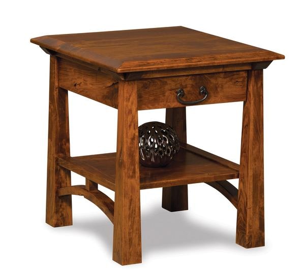 Amish 24 Tall Vivid End Table with Tapered Legs shown in Rustic Cherry with Michaels Cherry Stain