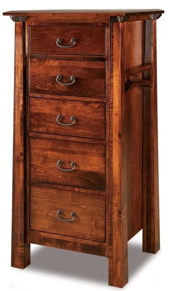 Amish 53 1/2 Tall Custom Noah Solid Wood Mission Lingerie Chest of Drawers with Solid Wood Tapered Corner Posts and Legs