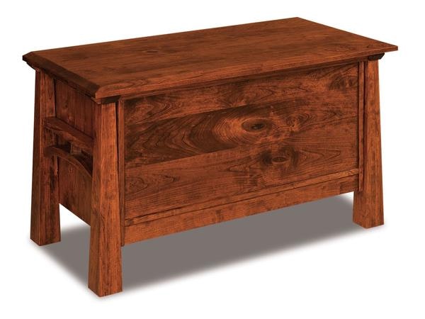 Amish 44 Wide Noah Solid Wood Mission Blanket Chest with Cedar Bottom with Tapered Legs and Corner Posts