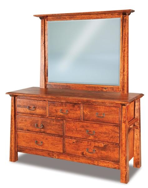 Amish Custom Noah Solid Wood Mission Dresser with Tapered Legs and Corner Posts