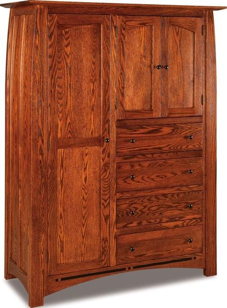 Amish 71 Tall Colorado Springs Mission Chifforobe with 4 Drawers, 3 Doors, 5 Adjustable Shelves, and 1 Adjustable Clothing Rod