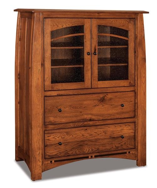 Amish 41 Wide Colorado Springs Mission Chest of Drawers with Doors shown in Rustic Hickory Wood with Golden Harvest Stain