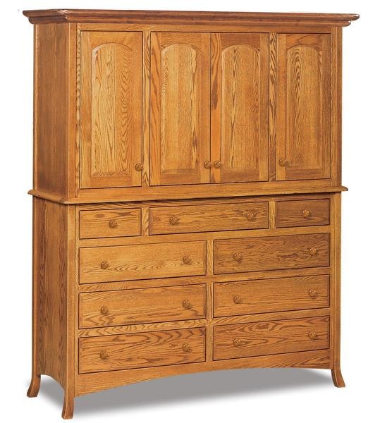 Amish Custom Carlisle Two Piece Mule Chest with 1 Inch Beveled Round Tops with Rounded Corners and 3/4 Inch Solid Wood Sides with Splayed Legs