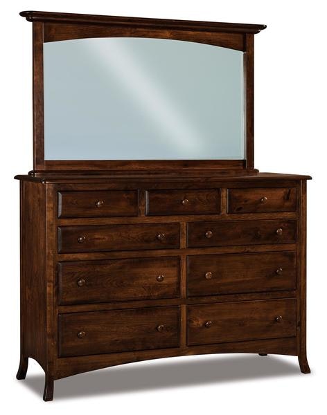 Amish Custom Carlisle 9-Drawer Dresser with 3/4 Inch Solid Wood Sides with Splayed Legs