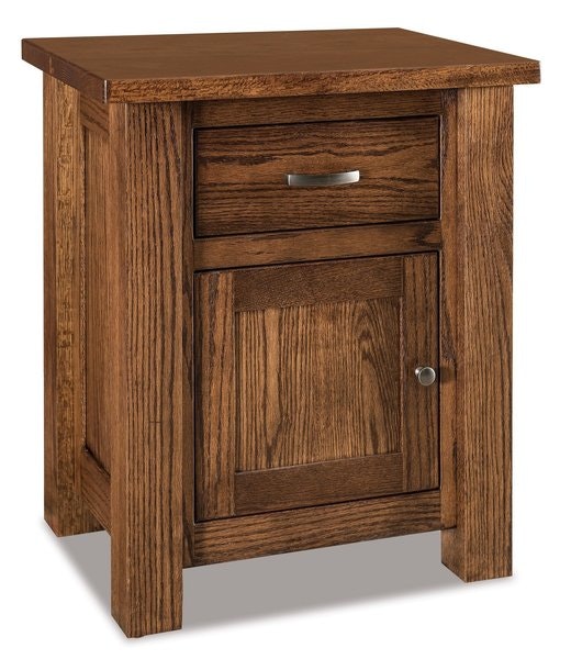 Amish 28 1/2 Tall Custom Daniel Nightstand Cabinet with 3 Inch Solid Wood Posts and Solid Wood Inset Side Panels
