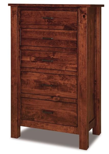 Amish 55 1/4 Tall Custom Daniel 5-Drawer Chest of Drawers with Solid Wood Inset End Panels