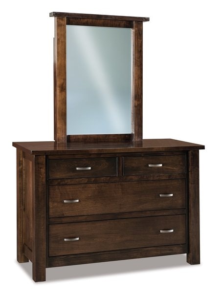 Amish 53 Wide Rustic Daniel 4-Drawer Dresser with Optional Beveled Mirror