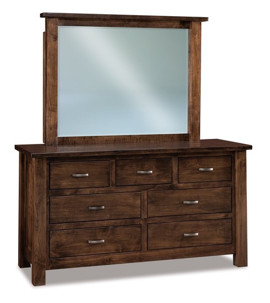 Amish Rustic Custom Daniel 7-Drawer Dresser with Optional Beveled Mirror