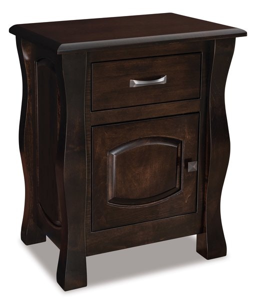Amish 24 Wide Samuel Nightstand with One Drawer and One Door with Arched Raised Panels Sides