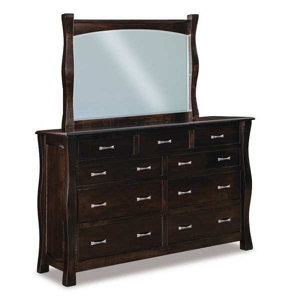 Amish 68 Wide Samuel Large Nine Drawer Dresser with 3 Inch Solid Wood Posts and Optional Mirror