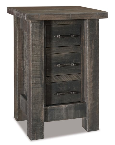 Amish Custom Rustic Wood Dutton 3-Drawer Nightstand