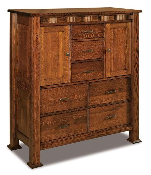 Amish Aaron Mission His and Hers Chest of Drawers with 7 Drawers, 2 Doors, and 2 Adjustable Shelves