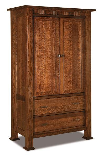 Amish 72 1/2 Tall Aaron Mission Two Drawer Armoire with 2 Drawers, 2 Doors, and 2 Adjustable Shelves