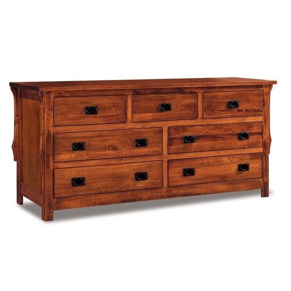 Amish Stick Mission 73 Seven Drawer Dresser with 7/8 Inch Slat Sides