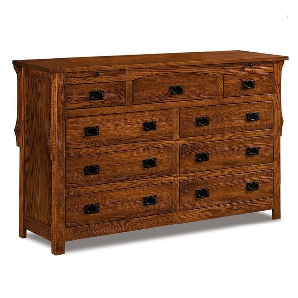 Amish 37 Wide Stick Mission Nine Drawer Dresser with Jewelry Drawers