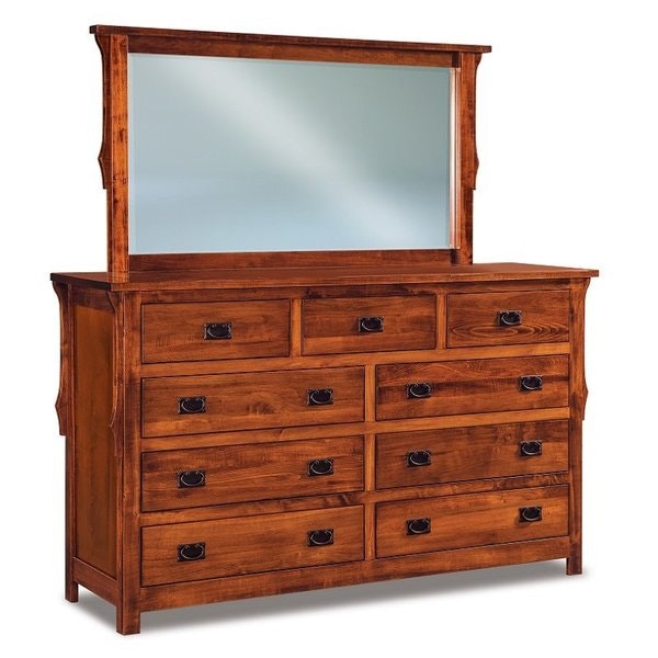 Amish Stick Mission 73 Nine Drawer Dresser with Optional Mirror