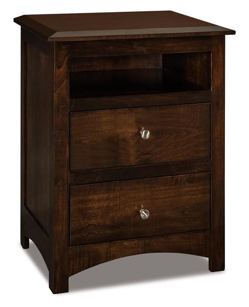 Amish 25 Wide Fern Custom Nightstand with Opening with a Beveled Top and Arched Base