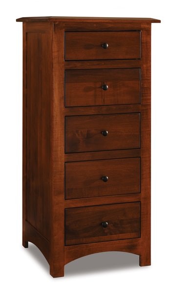 Amish Custom Fern Lingerie Chest of Drawers with Solid Wood Inset End Panels and Beveled Top