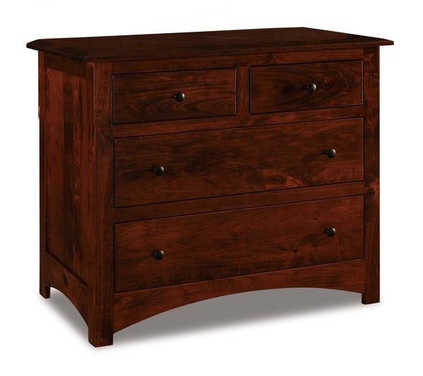 Amish Custom Fern Chest of Drawers with Solid Wood Inset End Panels and a Beveled Top