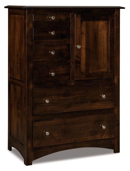 Amish 40 Wide Fern Gentlemans Chest of Drawers with 6 Drawers, 1 Door, and 2 Shelves