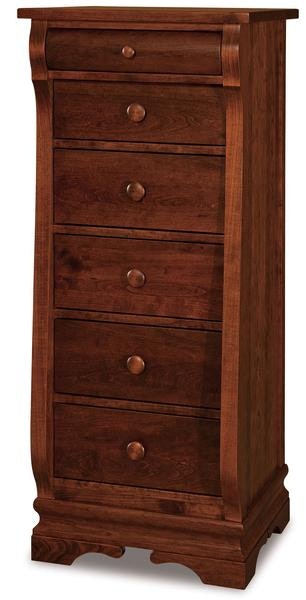 Amish 53 1/2 Tall Edna Sleigh Custom Lingerie Chest with Rounded Top Drawer Fronts
