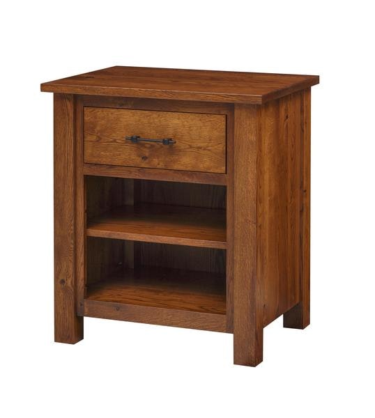 Amish Pike Mission Solid Wood 1-Drawer Night Stand with Open Shelf