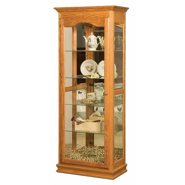 Meacham Oak Wood One Door Curio Display Cabinet